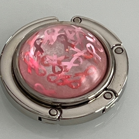 Foldable Bag Hook/Purse Hanger - Breast Cancer - Handmade - Fits most Tables - Picture 3 of 7